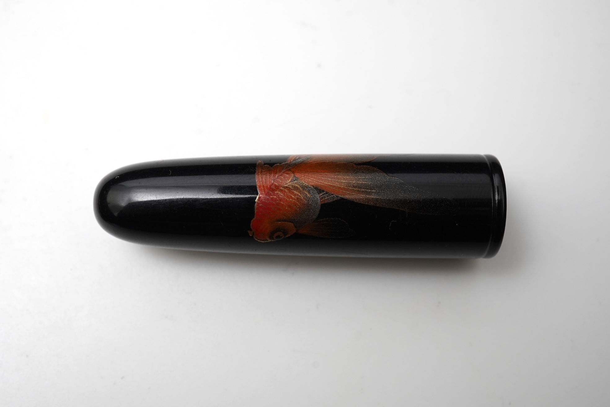 Rare Dunhill Namiki Lacquer concealed cigarette holder with goldfish design and artist's signature, made in Japan circa 1930s